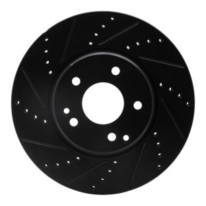 Chrysler Crossfire Brake Rotor (1) - Front Left - R1 Concepts - Drilled & Slotted - Black - `96-`11